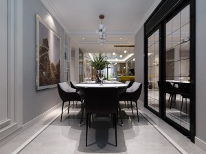 【鲁班装饰】保利心语花园三居室130平米现代轻奢风格装修设计效果图餐厅