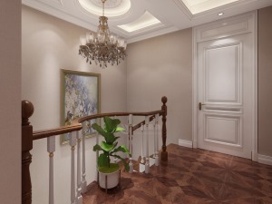 【鲁班装饰】桃园漫步复式170平米欧式风格装修效果图楼梯间