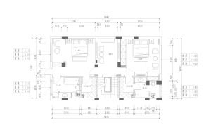 【鲁班装饰】紫薇田园都市联排380 平米中式风格装修效果图二层平面图