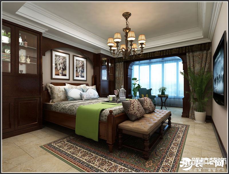 180平别墅美式风格餐厅卧室装修效果图