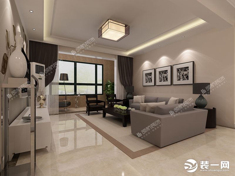 徐州国际城邦149平现代简约风格三居室客厅装修效果图