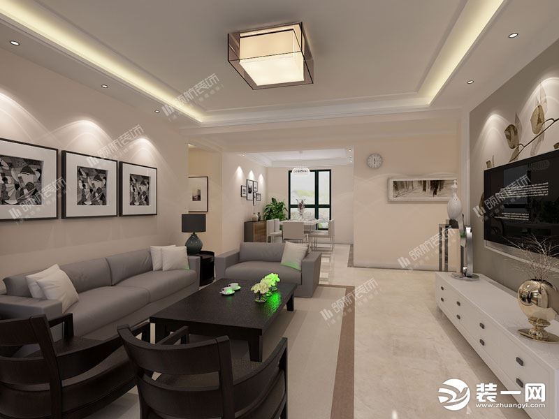 徐州国际城邦149平现代简约风格三居室客厅装修效果图
