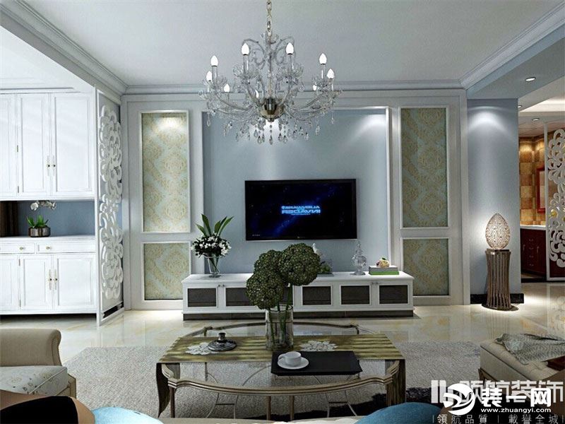 徐州原香漫谷123平方户型简欧风格三居室客厅装修效果图