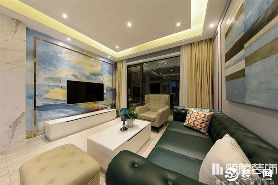 【领航装饰】徐州尚士名邸140平方户型现代风格三居室客厅装修效果图