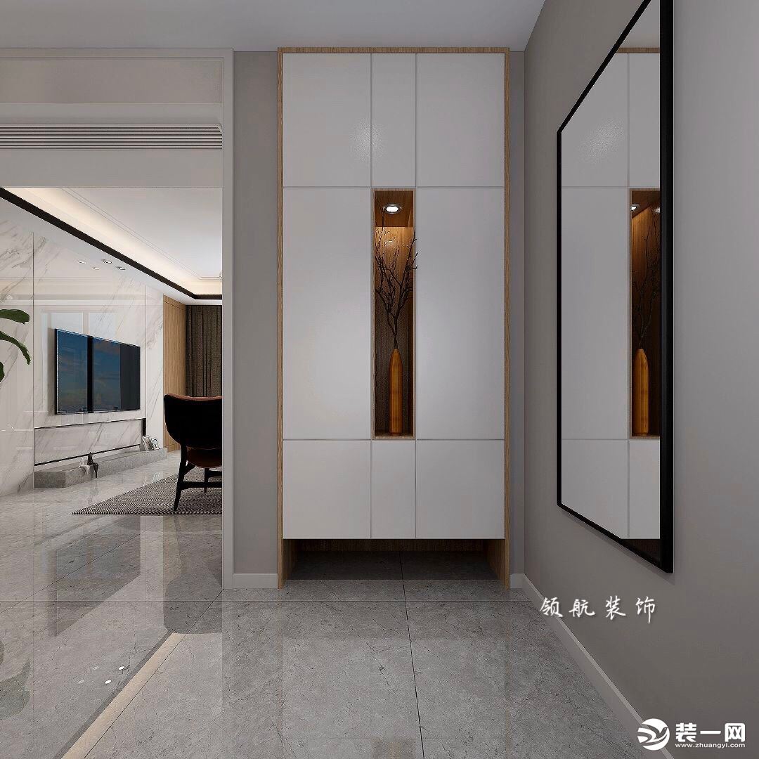 【领航装饰】徐州133平方户型现代风格三居室玄关装修效果图