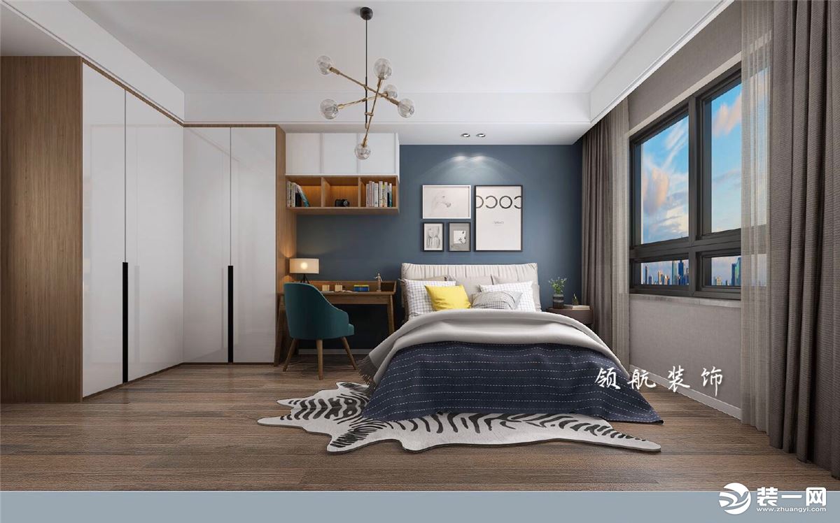 【领航装饰】徐州133平方户型现代风格三居室卧室装修效果图