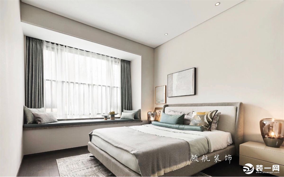 【领航装饰】徐州168平方户型现代简约风格三室卧室装修效果图