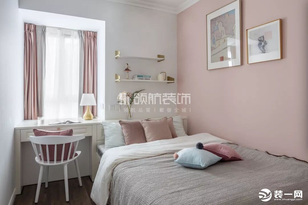 【领航装饰】徐州100平方户型现代美式风格三室卧室装修效果图
