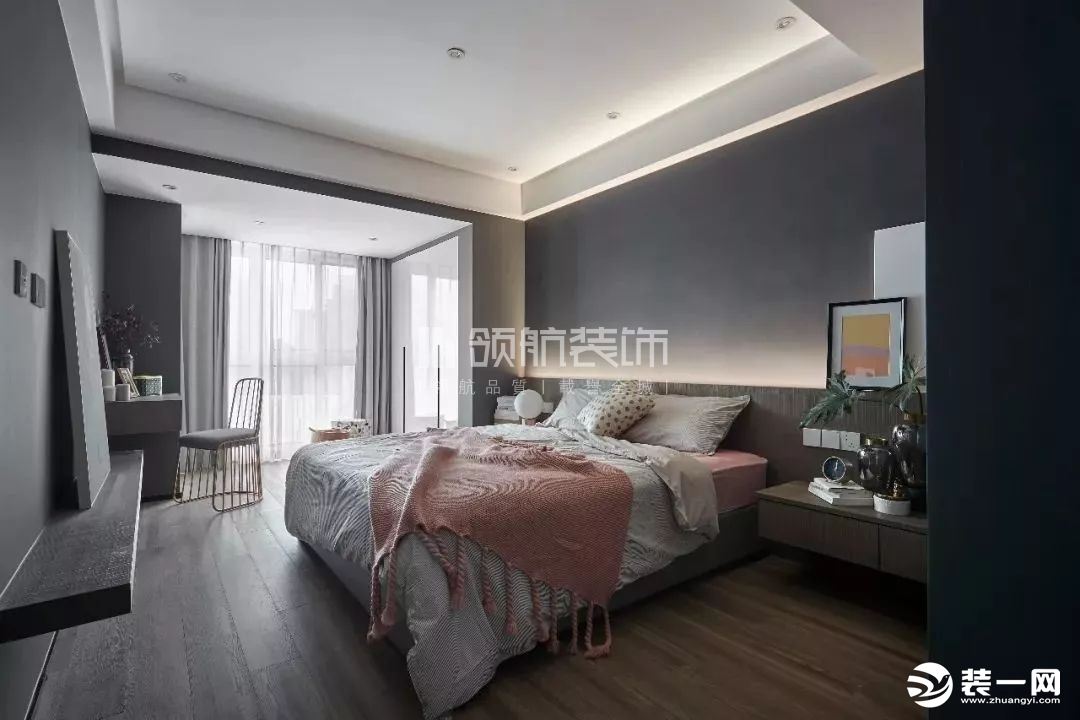 【领航装饰】徐州130平方户型现代风格三室卧室装修效果图