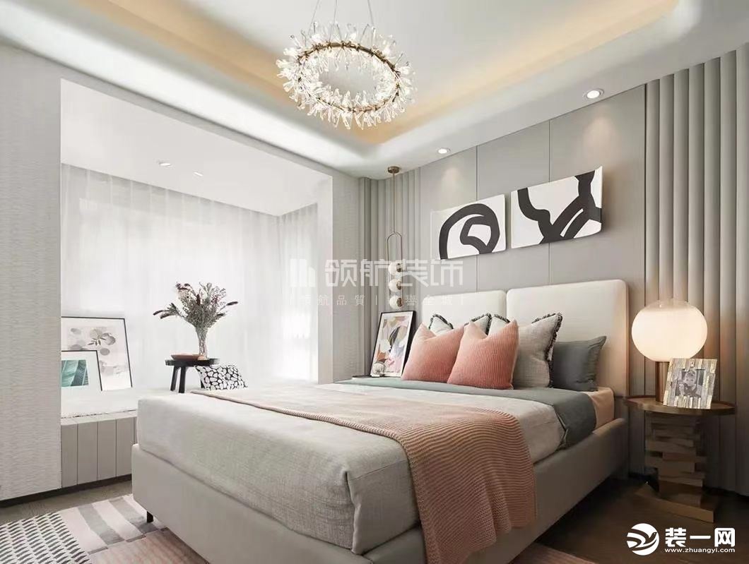 【领航装饰】徐州89平方户型现代简约风格两室卧室装修效果图