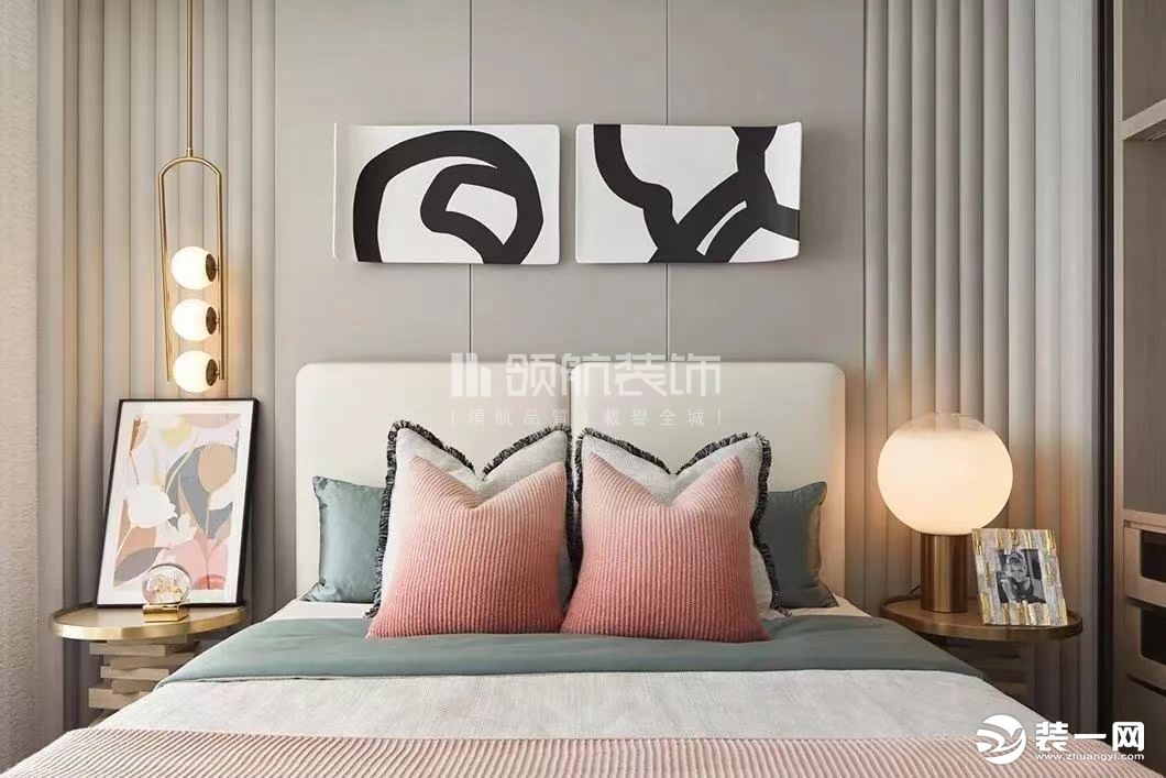 【领航装饰】徐州89平方户型现代简约风格两室卧室装修效果图