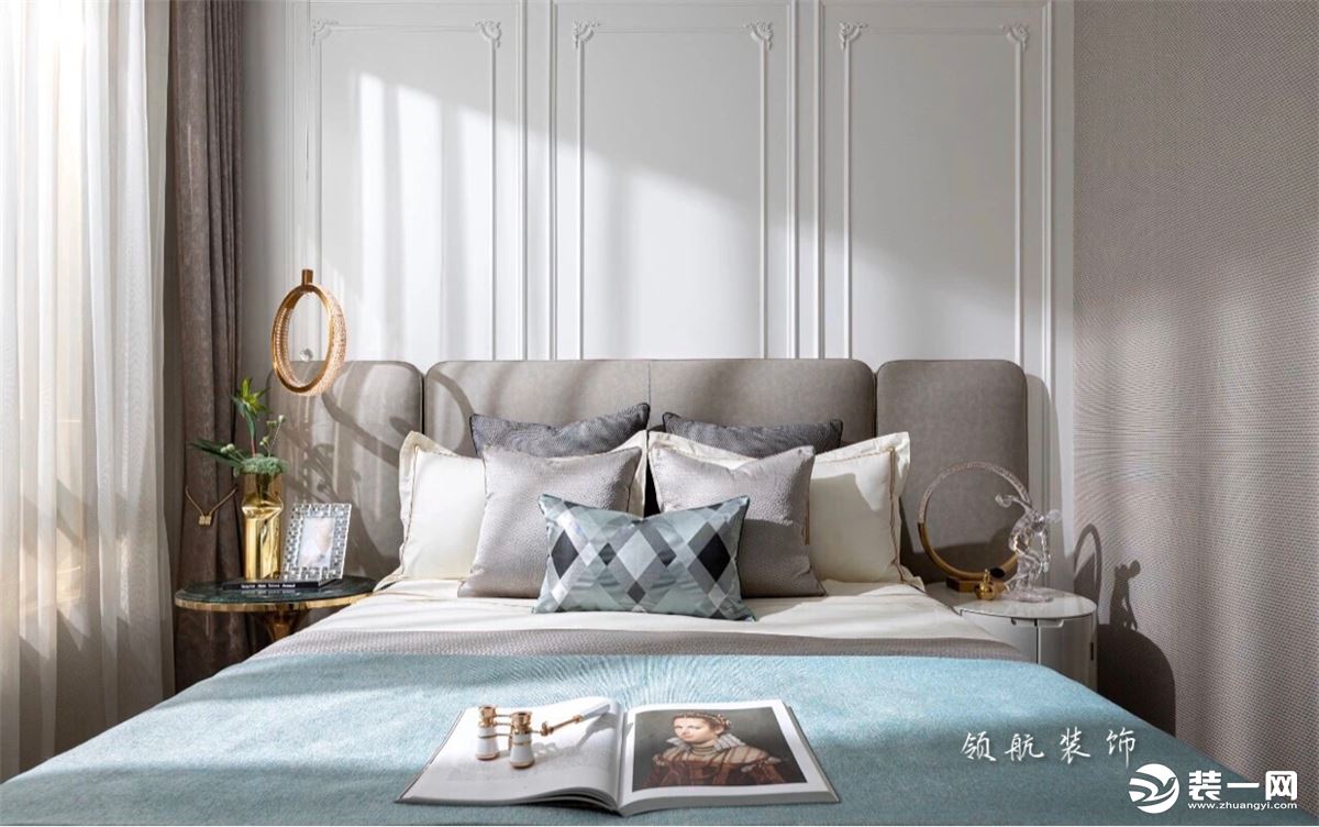 【领航装饰】徐州150平方户型现代轻奢风格三室卧室装修效果图