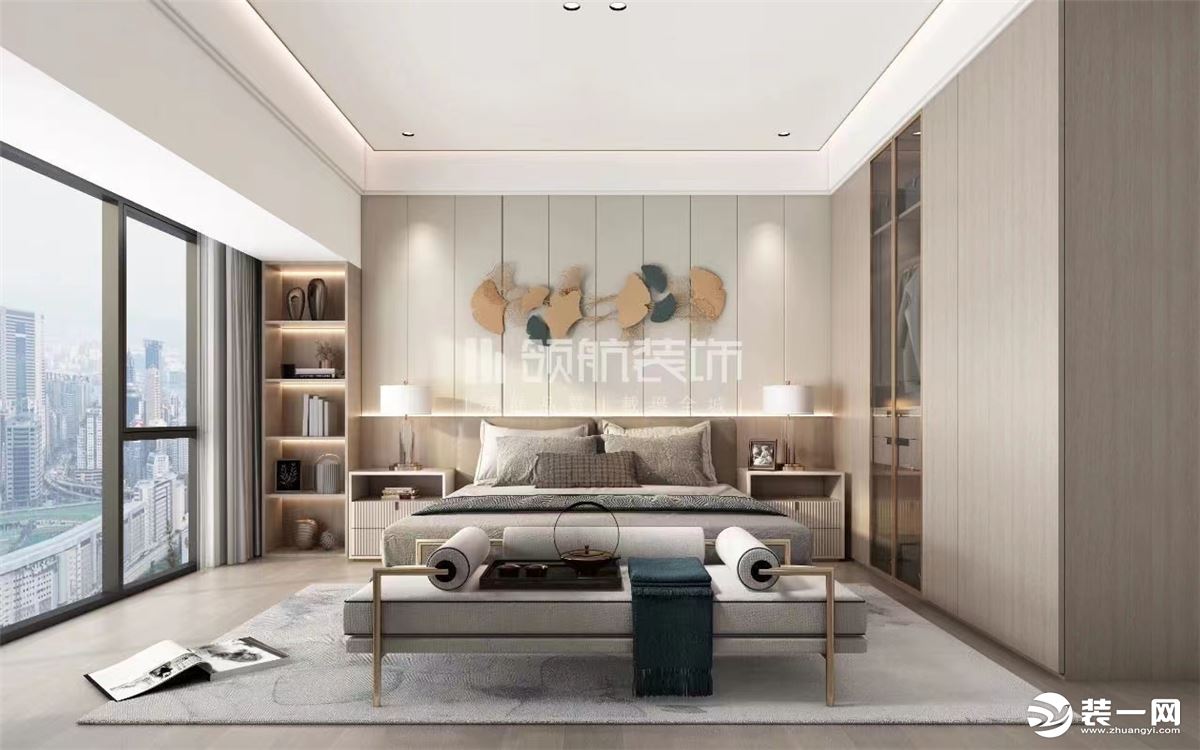 【领航装饰】徐州125平方户型现代轻奢风格三室卧室装修效果图