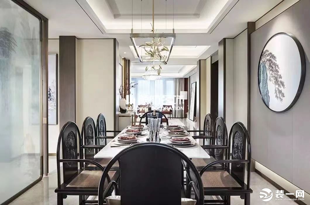 【徐州领航装饰】徐州162平方户型新中式风格四居室餐厅装修效果图