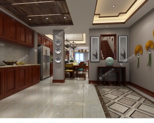 徐州御苑230平方户型新中式风格别墅餐厅装修效果图