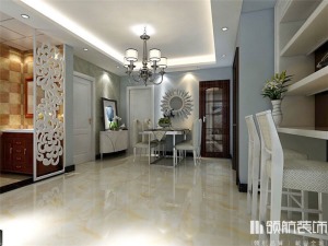 徐州原香漫谷123平方户型简欧风格三居室餐厅装修效果图