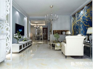 徐州原香漫谷123平方户型简欧风格三居室客厅装修效果图