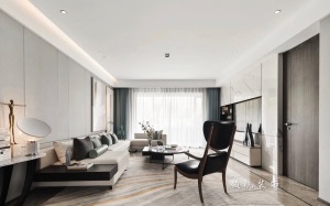 【领航装饰】徐州168平方户型现代简约风格三室客厅装修效果图