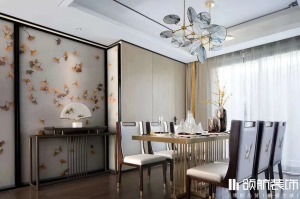 徐州橡树湾140平方户型新中式风格三室餐厅装修效果图