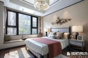 徐州橡树湾140平方户型新中式风格三室卧室装修效果图