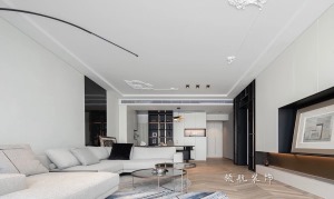 【领航装饰】徐州220平方户型现代轻奢风格三室客厅装修效果图
