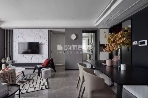 【领航装饰】徐州130平方户型现代风格三室客厅装修效果图