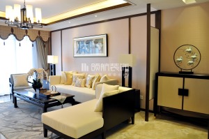 【領航裝飾】徐州120平方戶型新中式風格三室客廳裝修效果圖