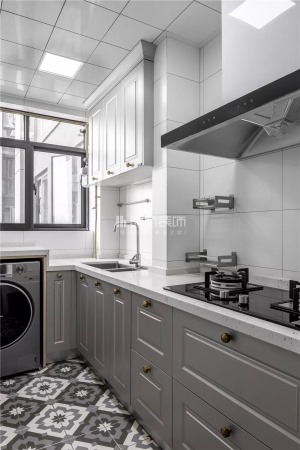 【领航装饰】徐州120平方户型美式轻奢风格三室厨房装修效果图