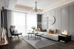 【领航装饰】徐州129平方户型现代风格三室客厅装修效果图