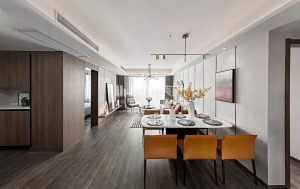【领航装饰】徐州129平方户型现代风格三室餐厅装修效果图