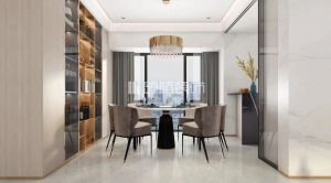 【领航装饰】徐州125平方户型现代轻奢风格三室餐厅装修效果图