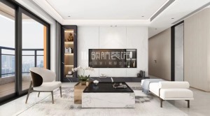 【领航装饰】徐州125平方户型现代轻奢风格三室客厅装修效果图