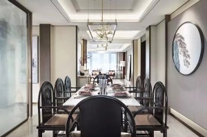 【徐州領航裝飾】徐州162平方戶型新中式風格四居室餐廳裝修效果圖