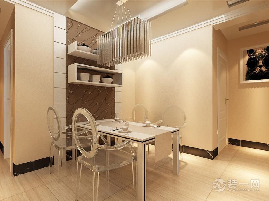 金辉悦府93平 二居室 造价12万 现代简约餐厅装修效果图