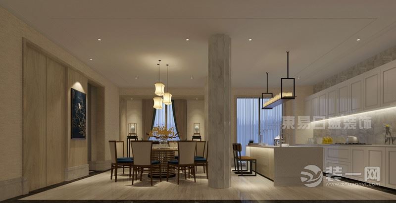 金泽园 540平米 造价65万新中式别墅餐厅