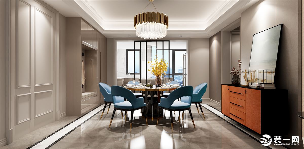 长沙速美超级家 五矿万境蓝山217㎡ 复式 美式风格 造价40万 餐厅