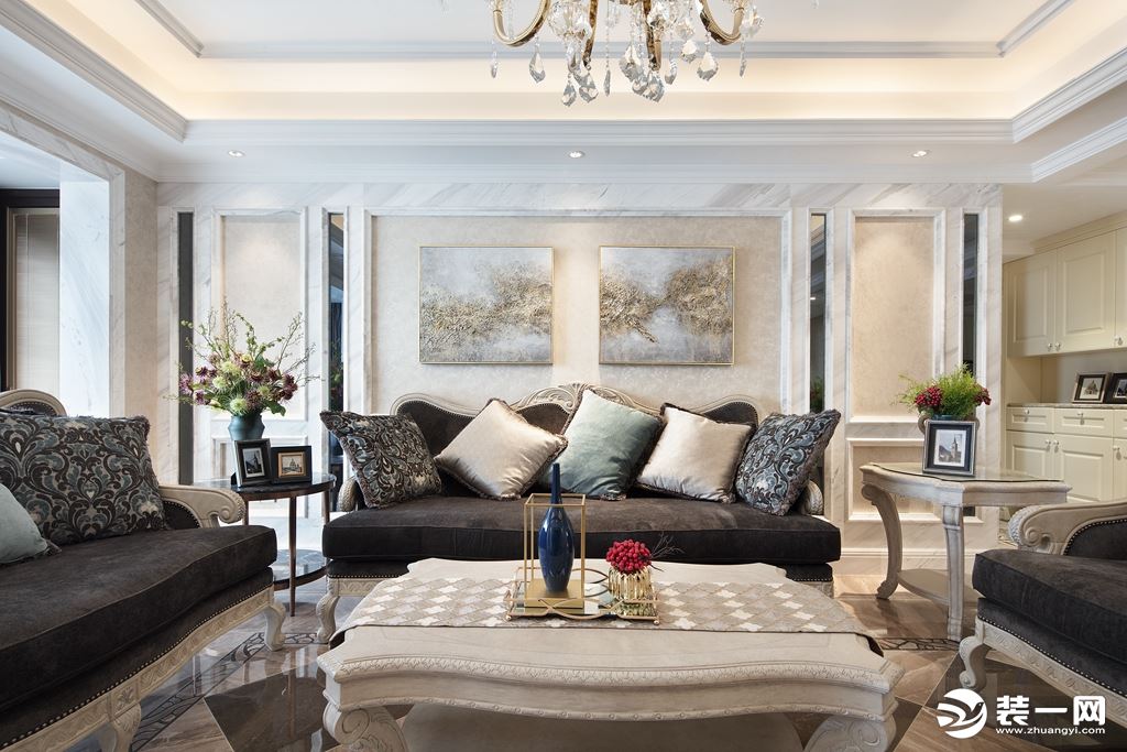 长沙速美超级家 北辰三角洲280㎡ 别墅 欧式风格 造价40万 客厅