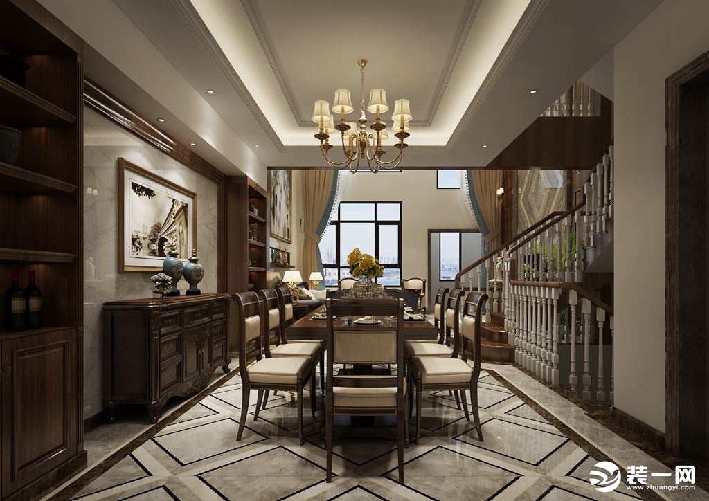 长沙速美超级家 北大资源570㎡ 别墅 美式风格 造价200万 餐厅
