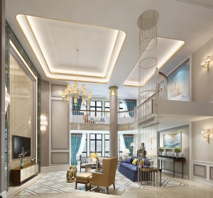 长沙速美超级家 第六都420㎡ 复式 港式风格 造价50万 客厅