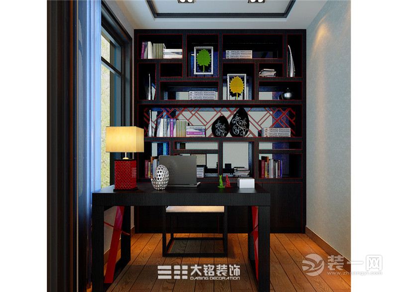郑州红星国际小区139平三居室中式风格装修红星国际B书房