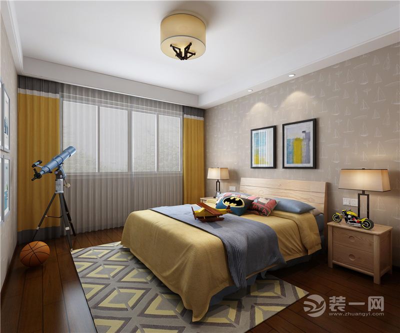 郑州海马公园166平三居室中式风格装修男孩房