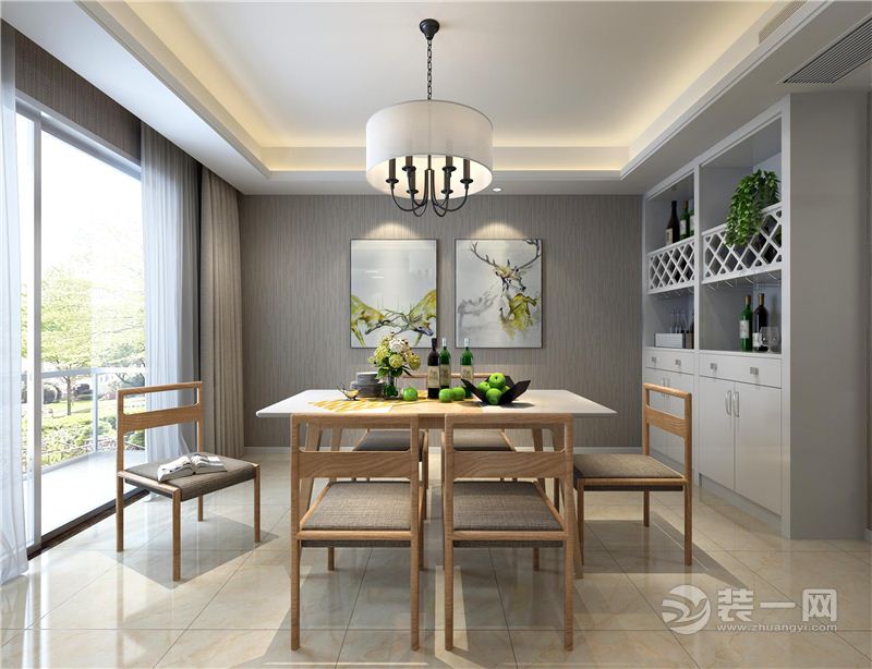 郑州绿城百合130平三居室现代简约风格装修餐厅