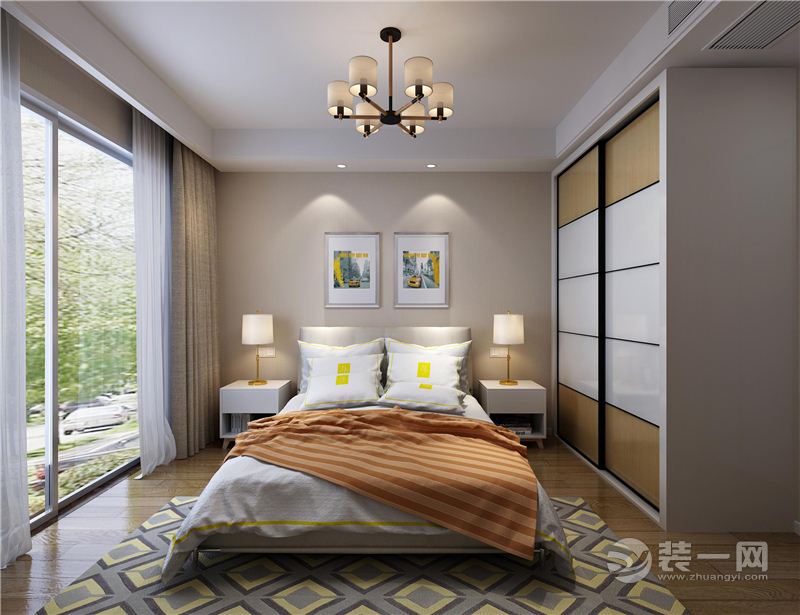 郑州绿城百合130平三居室现代简约风格装修客房