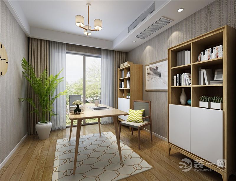 郑州绿城百合130平三居室现代简约风格装修书房