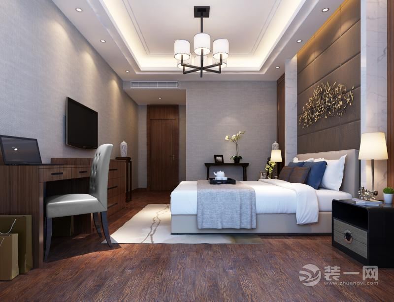 郑州普罗旺世200平别墅大户型中式风格装修一楼卧室