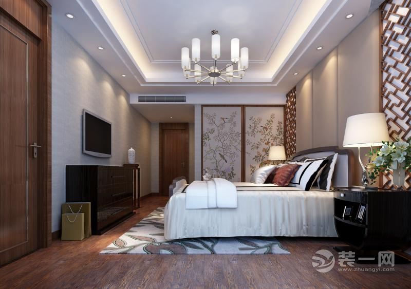 郑州普罗旺世200平别墅大户型中式风格装修二楼卧室