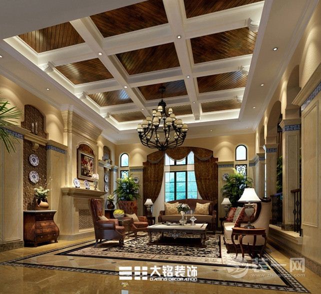 郑州思念果岭160平大平层大户型混搭风格装修客厅