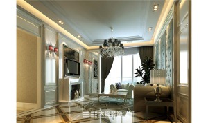 郑州红星国际小区四居室188平简欧风格红星国际A客厅