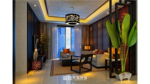郑州红星国际小区139平三居室中式风格装修