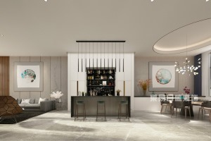 海棠公社430平別墅現代簡約風格裝修效果圖酒吧